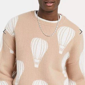 ASOS Oversized Knit Sweater with Hot Air Balloon Pattern in Peach